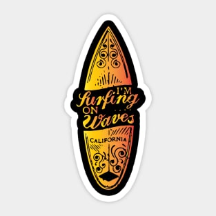 Surfing waves Sticker